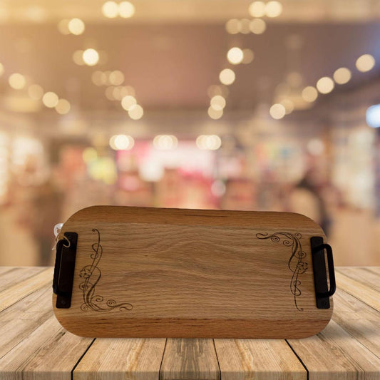 Decorative Charcuterie Board with Handles & Feet – Elegant Wooden Serving Tray for Entertaining