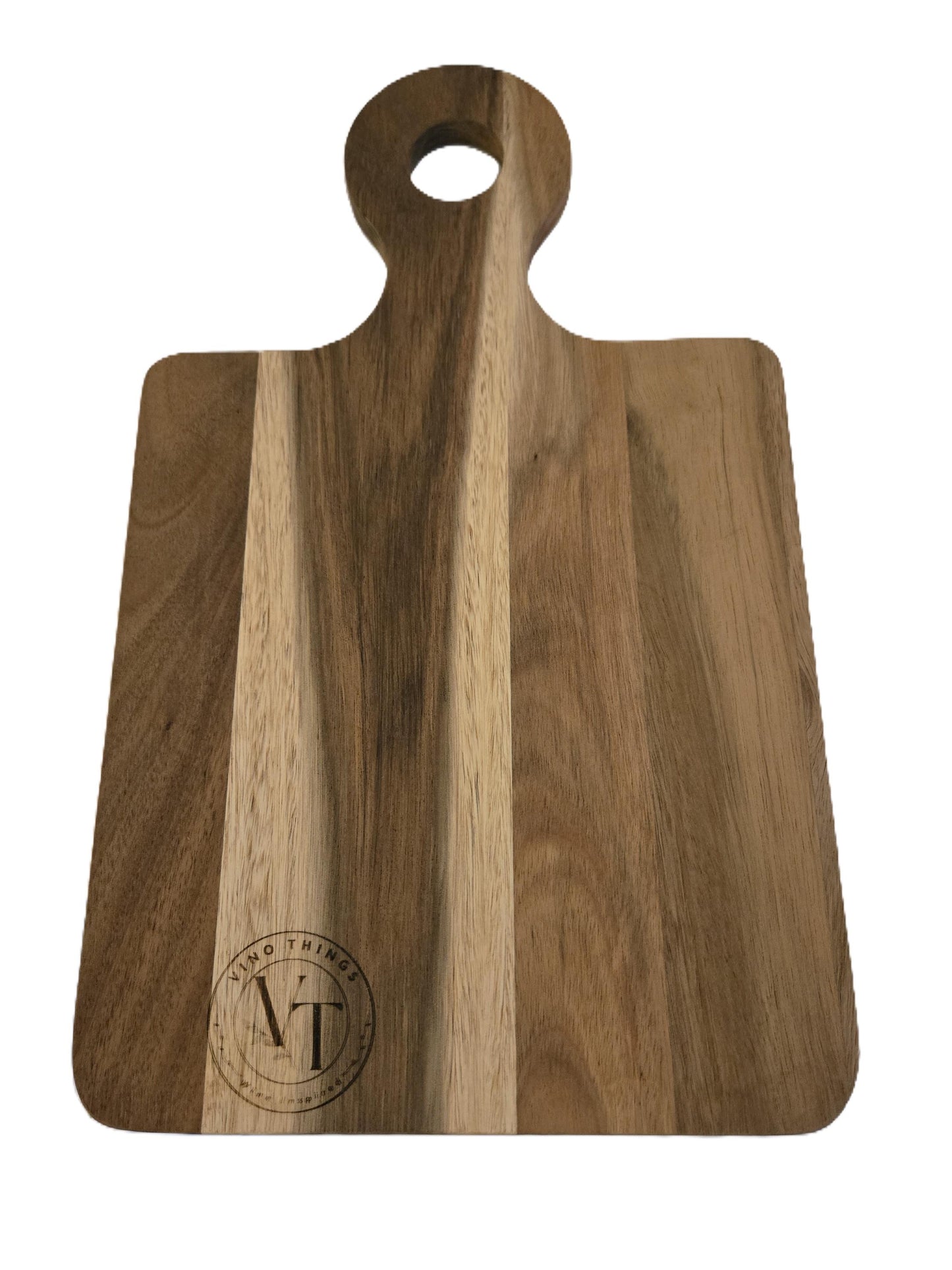 Oak Cutting Board with Handle and Engraved "Wine & Cheese" Design – Stylish and Functional Kitchen Décor for Serving and Prep