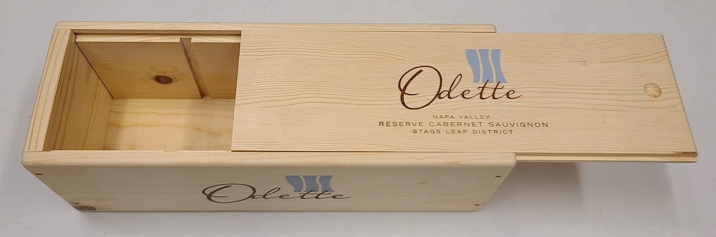 Laser Engraved Odette 1 x 1.5L Wooden Wine Boxes with Lid - 2016, 2017, 2018, and 2019 Vintages