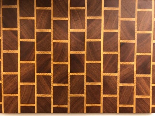 End-Grain Walnut and Ash Cutting Board 18" x 11.5" With Handles