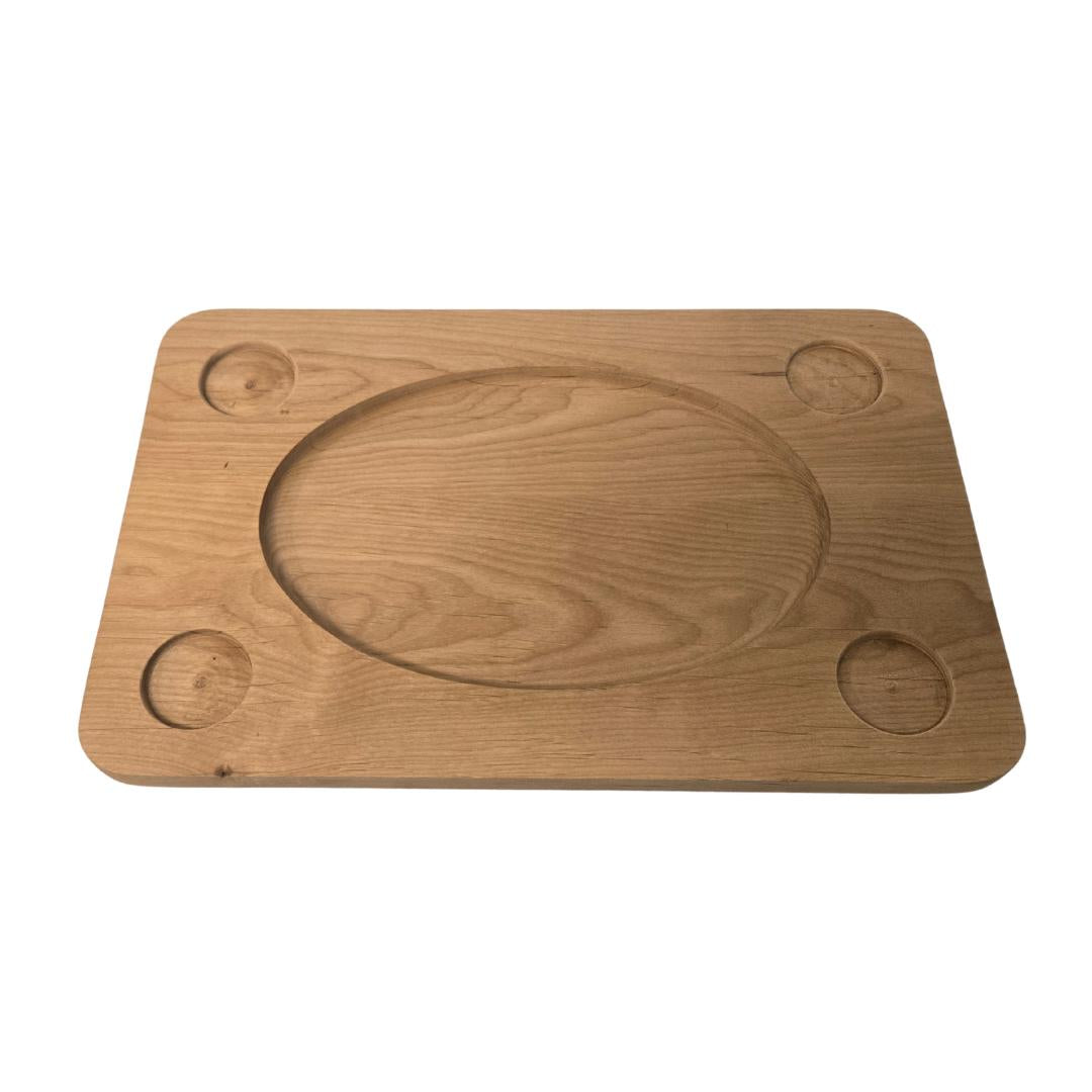 Handcrafted Wooden Serving Tray with Dip Bowls – Charcuterie & Burger Board with Built-In Cutouts – Rustic Entertaining Snack Platter