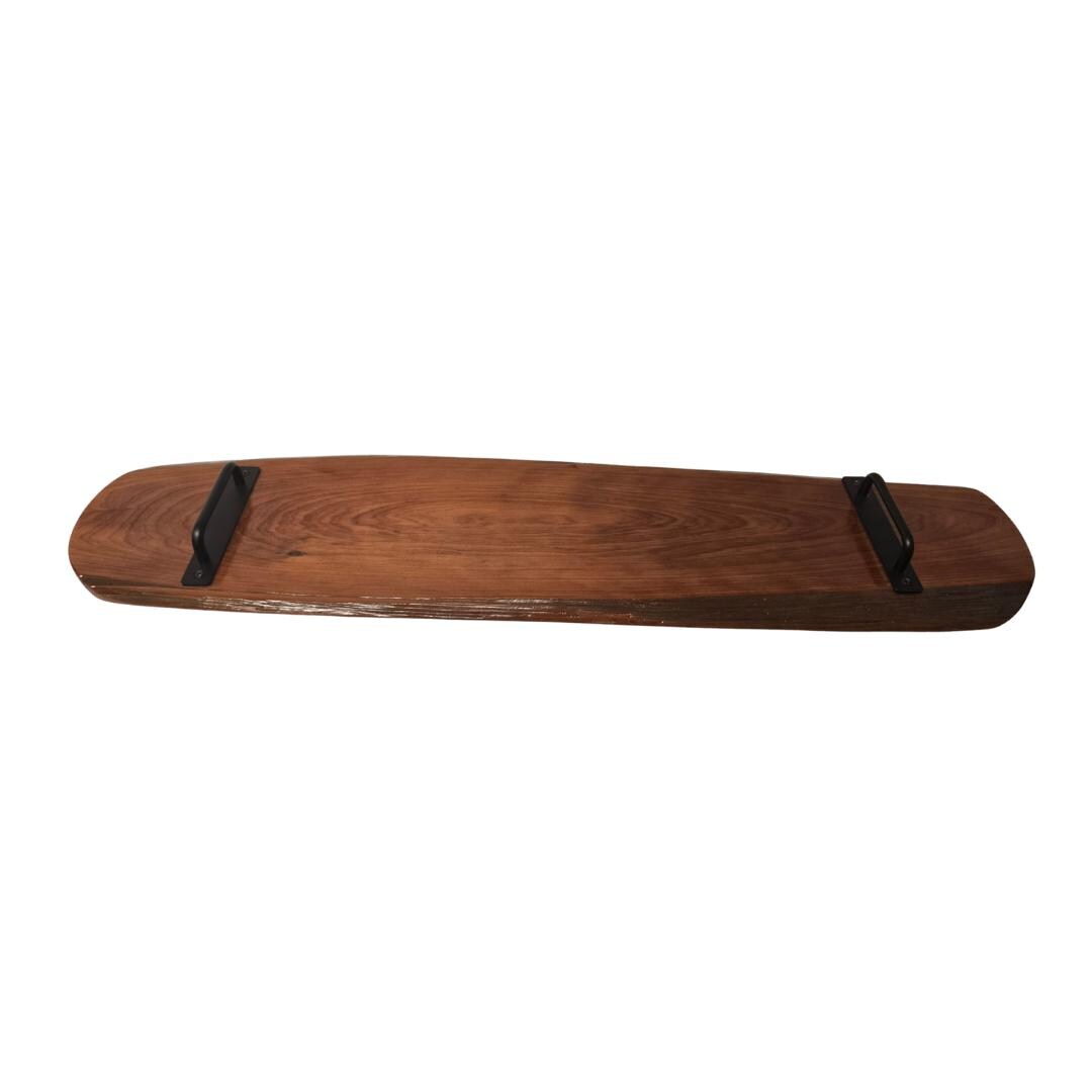 Solid Wood Slab Serving Tray with Handles | Long Charcuterie Board | Rustic Centerpiece for Dining Table | Bread Board