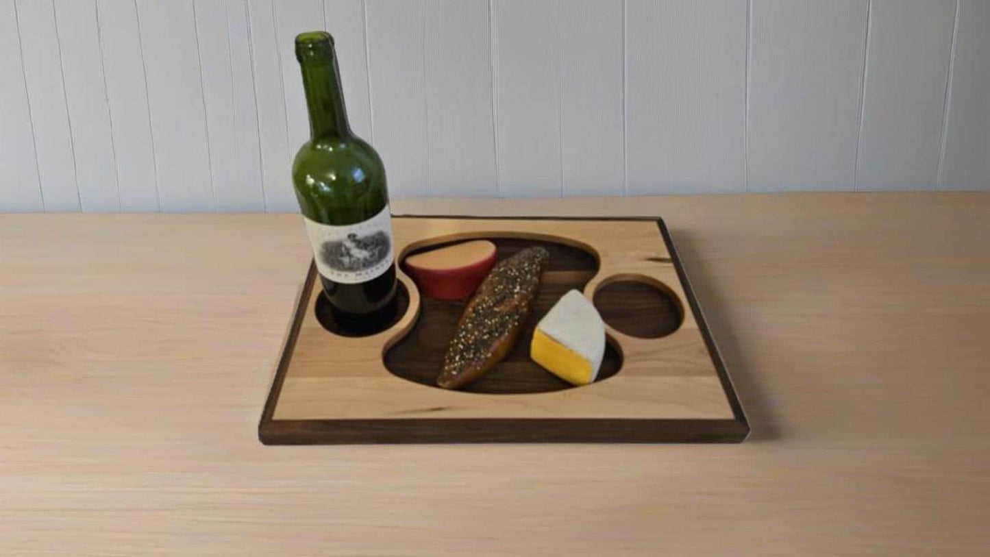 Elegant Maple and Walnut Serving Tray – Solid Wood Design for Kitchen, Dining, and Entertaining