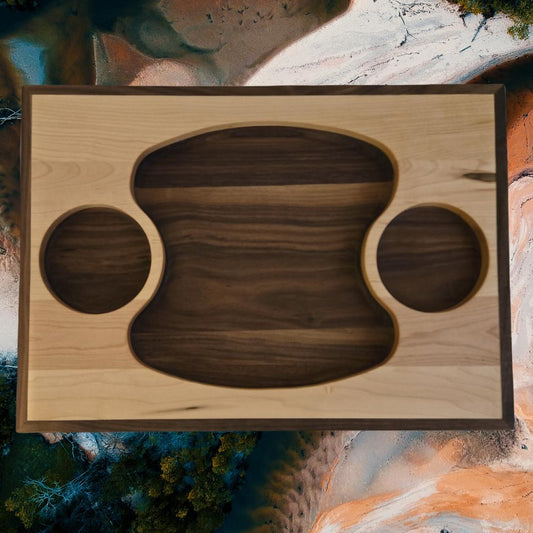 Elegant Maple and Walnut Serving Tray – Solid Wood Design for Kitchen, Dining, and Entertaining
